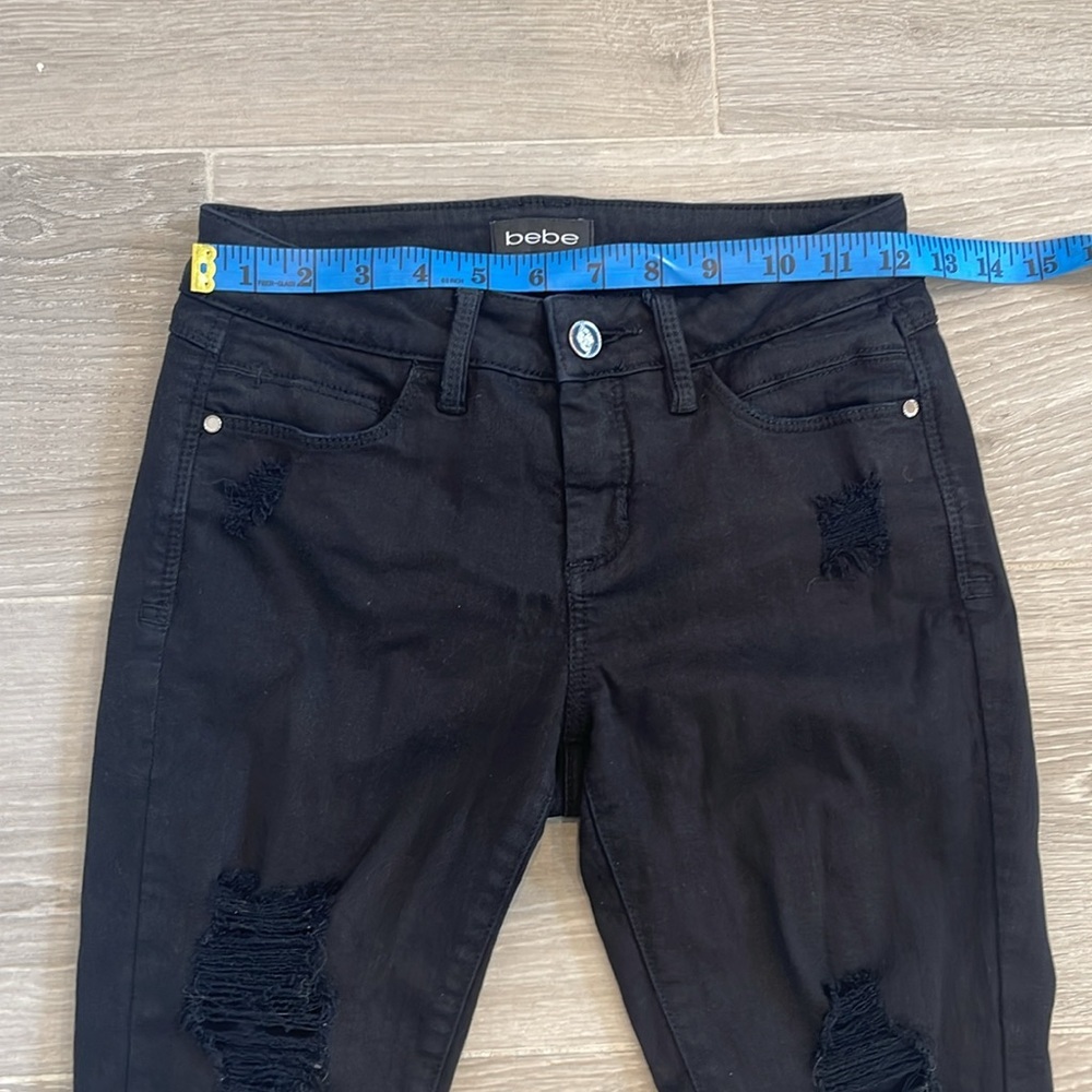 Bebe Black Skinny Ripped Jeans Size 25 - Picture 2 of 8